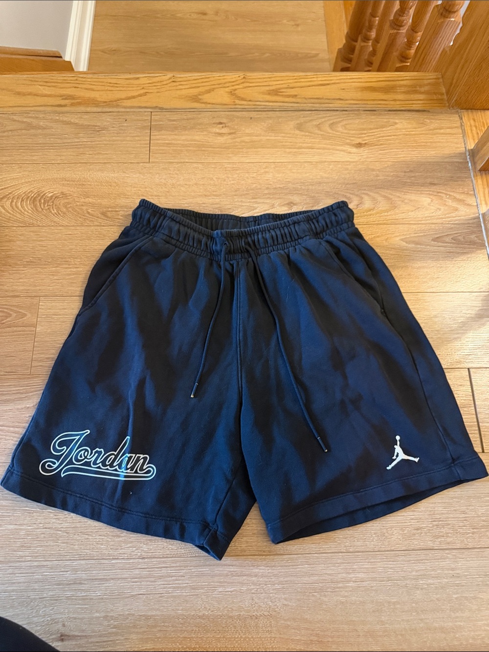Jordan Black Athletic Shorts with White Jumpman and Script- small